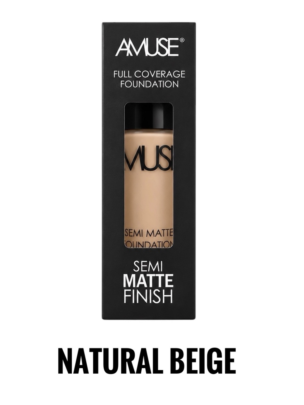 NEW Amuse Natural Beige Semi Matte Full Coverage Liquid Foundation Makeup Concea